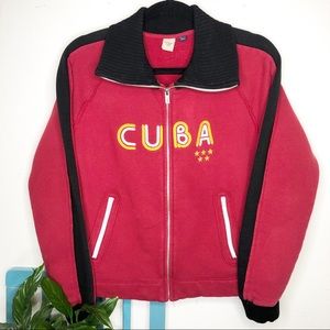 L Blue Marlin Retro zip Up Cuba sweater